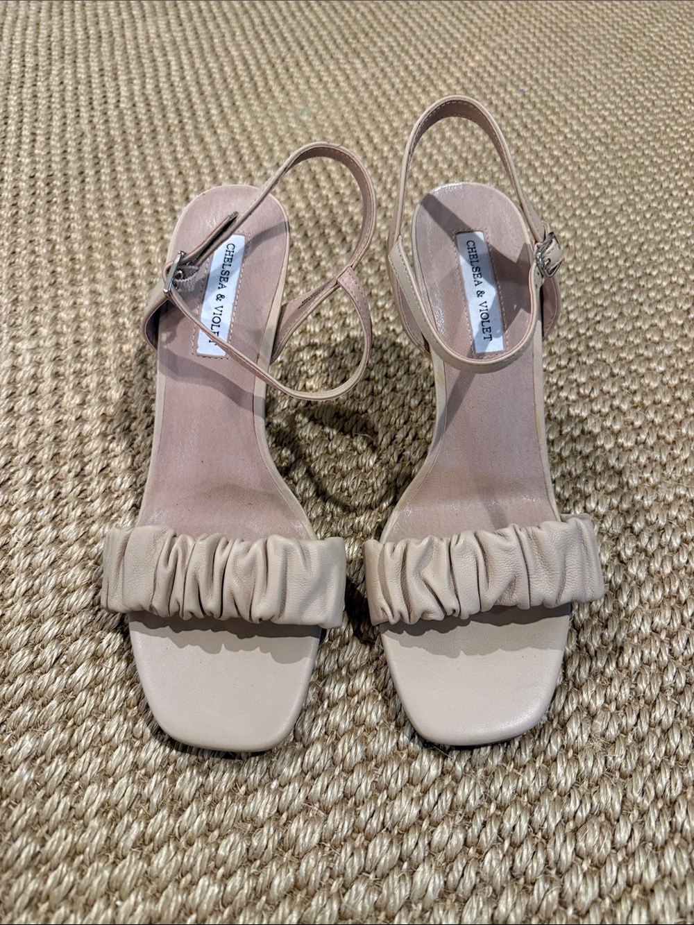 Chelsea & Violet Linde Beige Faux Leather Dress Sandals